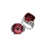 Sterling Silver Handmade Red Garnet Quartz Ring With Balinese Engraved Detailing
